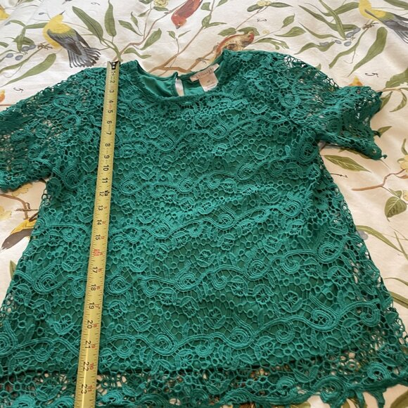 Philosophy short sleeve lace top (lined) - Kelly green size S/C worn only once - Picture 1 of 8